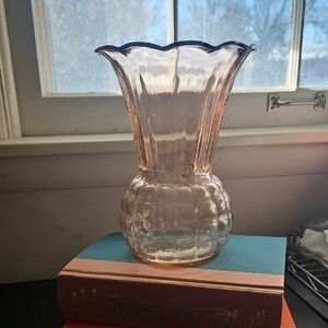 Vintage Anchor Hocking Pink Depression Glass Pineapple Vase: 9"